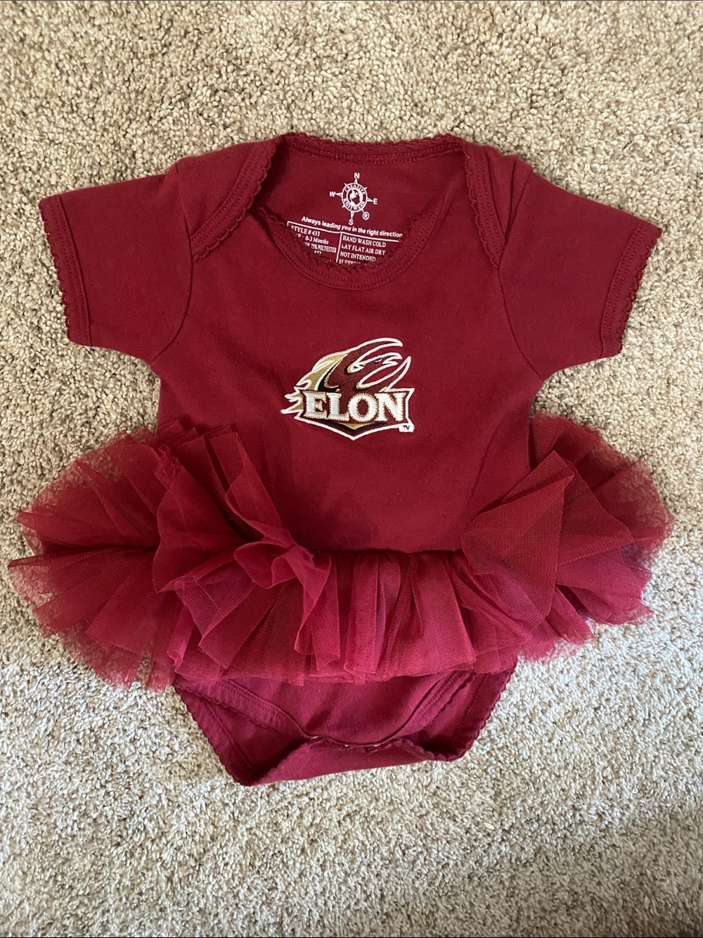 EUC Elon University Infant Maroon Tutu Onesie